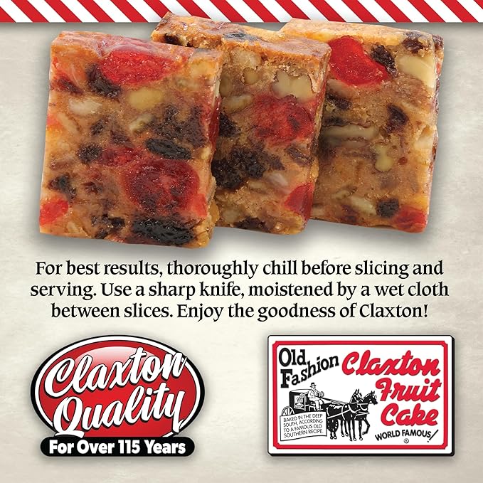 Claxton Fruit Cake – 1-Lb. Regular Recipe | Old Fashioned Holiday Fruitcake Packed in Signature Claxton Gift Carton | A Traditional Holiday Favorite