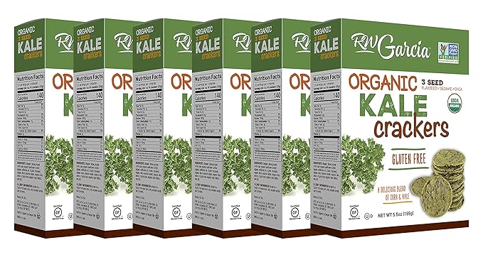 RW Garcia Organic Kale Crackers, Gluten Free, 5.5oz boxes, 6 pack