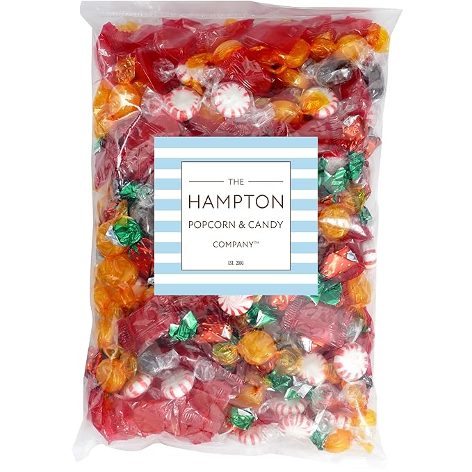 Old Fashioned Hard Candy Assortment, 3 Pound Bulk Candy (Approx. 225 pcs.), Butterscotch, Root Beer Barrels, Strawberry Filled Bon Bons, Cinnamon Discs, Starlight Peppermints