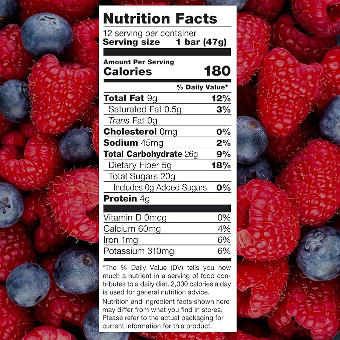 JONESBAR Organic Plant Based Protein Bars | Berries and Almonds | Fruit & Nut Bar, Kosher, Gluten Free, Breakfast Bars, School Snacks, Vegan Snack & Healthy Snacks for Adults and Kids (Pack of 12)