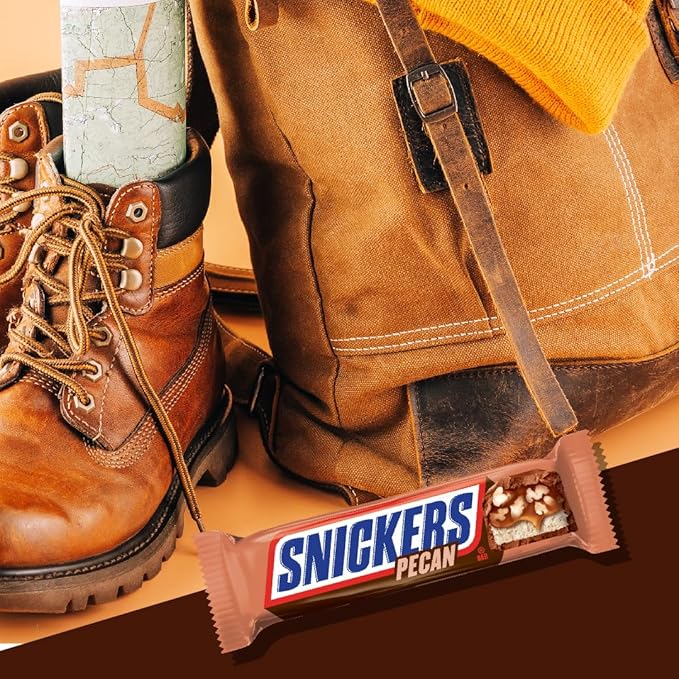 SNICKERS Pecan Milk Chocolate Candy Bar - Full Size Bars, Bulk Box Individually Wrapped, 24-Pack, 33.8 oz