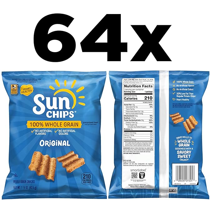 SunChips Original Multigrain Snacks, 1.5 Ounce (Pack of 64)