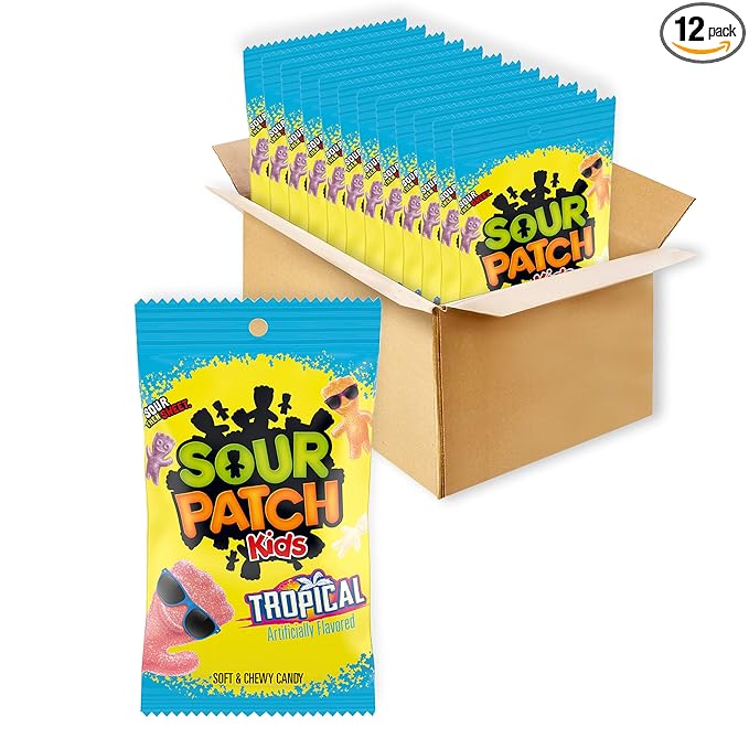 Sour Patch Kids Tropical Soft & Chewy Candy, Bulk Candy, 12-8 oz Bags