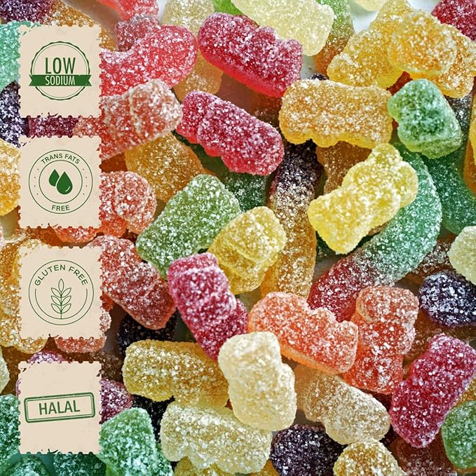 Halal Fizzy Gummy Bears Candy Bulk, 5 pound Bag, Assorted Fruit Flavored Gummies, Gift Snacks, Party Favors, Goodie Bags, Sour Gummy, Colorful Chewy Candy for Parties, Buffets, and Dessert Toppings