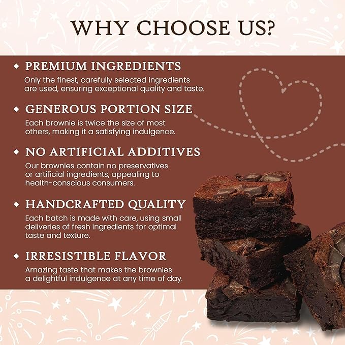 Ruth’s Walnut Extra Fudgy Brownies 1 Dozen – Gourmet Baked Treats | Delicious Gift with The Finest Ingredients | Guaranteed to Arrive Fresh
