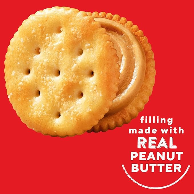 RITZ Peanut Butter Sandwich Crackers, Lunch Snacks, 48 Snack Packs (6 Boxes, 6 Crackers Per Pack)