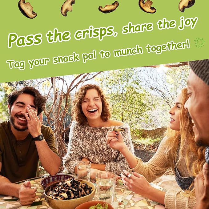 VIGOROUS MOUNTAINS Shiitake Mushroom Snack Chips, Crunchy Veggie Crisps, Wasabi Flavored Dried Snacks Perfect for Snacking Salad Topping | Non-GMO Low-Fat High Fiber | Vegetarian-Friendly in Resealable Full Zip Lock Bag (9.5 Ounce)