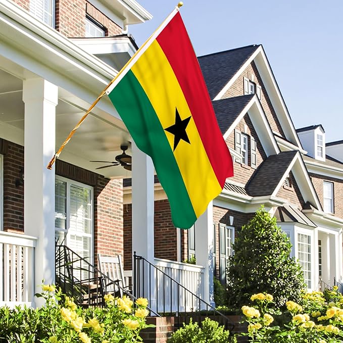Ahfulife Ghana Flag 3x5 Ft, 1 Pc Large Ghanaian National Flags for Outdoor Indoor, Double Sided with Brass Eyelets for World Cup, Party, Garden, Bar, Street Decor