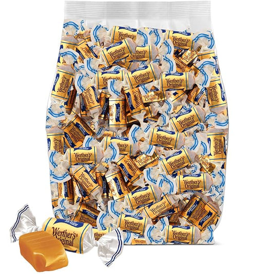 Werther's Original Chewy Sugar Free Caramel Candy, Individually Wrapped Healthy Sweet Caramel Bites for Guilt-Free Pleasure, Melts in Your Mouth in a Satisfying Creamy Way, 1lb