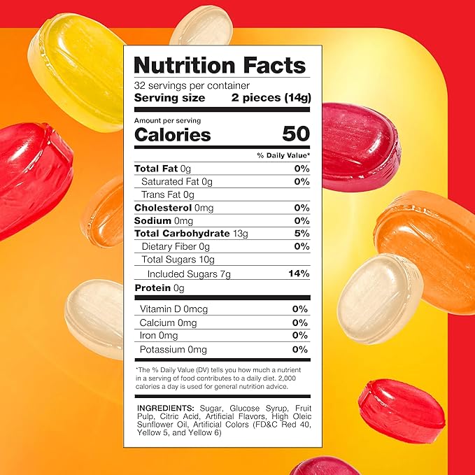 Arcor Fruit Filled Hard Candy - 1 Pound Bag - Bon Bons Candy with Pineapple, Strawberry, Orange, Cherry, and Lemon Flavors - Individually Wrapped Assorted Fruit Candy