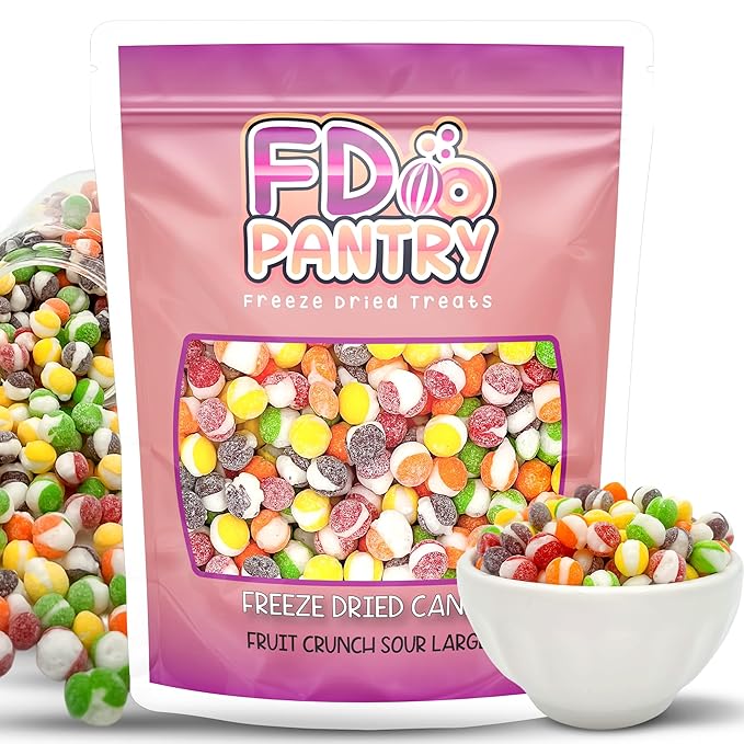 Fruit Crunch Sour Freeze Dried Candy Variety Pack 16oz - Assorted Candy Freeze Dried Sour Flavors, Large Resealable Pouch - Ideal Freeze Dried Snack Treat, Great Gift Idea - 1lb Bag