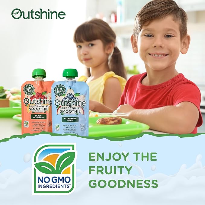 Outshine Fruit Smoothie Pouches Variety Pack - Ready-to-Drink Smoothies -Perfect for Kids and Adult On-the-Go -Fruit & Yogurt Pouches for Snacking - (24 Count)