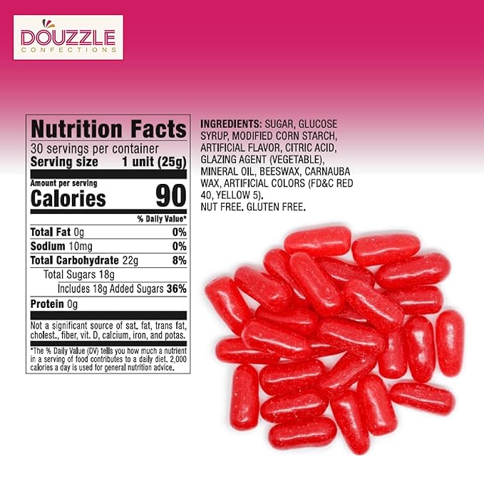 DOUzzle Valentines Day Sweet Treats, Hot Sparx Red Cinnamon Candy Sticks, Chewy Candies, Mini Packs (30 Count, 1 Pack) Individually Wrapped, Party Favor - Kosher