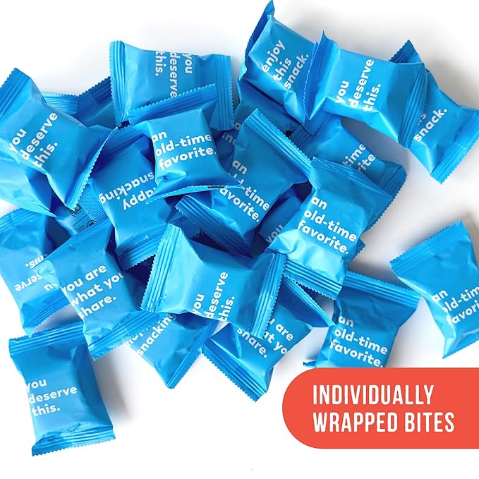 For Noshers Only - Peanut Butter Bites - Kosher Dairy Free Vegan Gluten Free Chocolate Peanut Butter Crispy Rice Treats - Sweet Snack Packs - Bulk Individually Wrapped Snacks for Office (Box of 24)