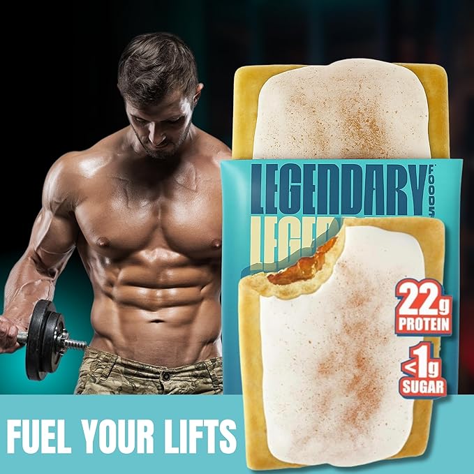 Legendary Foods 22g Protein Pastry 0g Added Sugar, Low Carb, Gluten Conscious, Keto Snack, Ideal for Glucose Management, Includes Whey Protein Isolate, 8 Pack Frosted Cinnamon