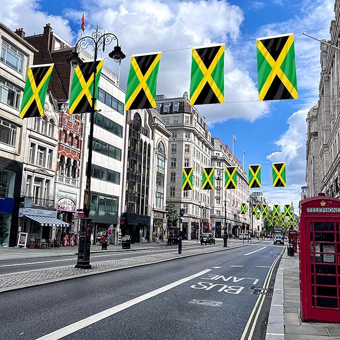 AhfuLife 2 Pcs Jamaica Flag Jamaican Flag 3x5 Ft, Large Jamaica National Flags for Outside - Double Side with Brass Eyelets for Jamaican Party Decorations, Bar Garden Street Decoration Indoor Outdoor