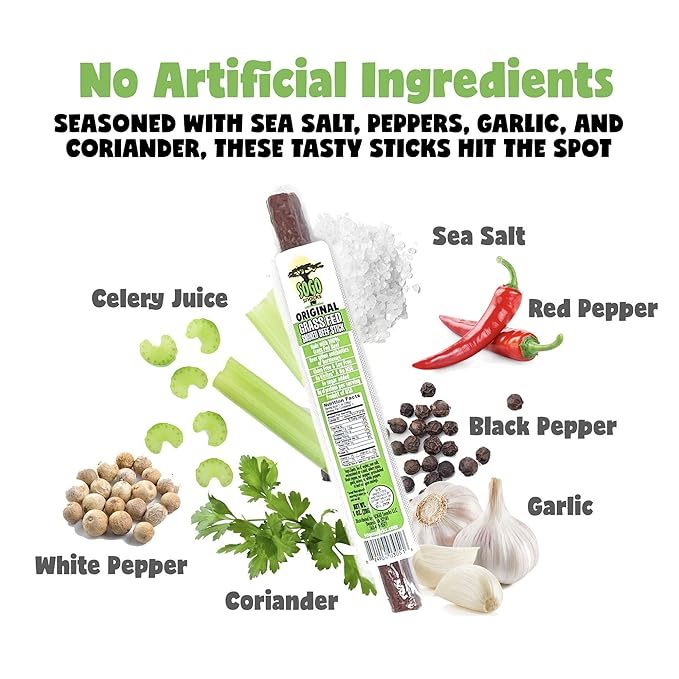 Original, Sogo Snacks, No Sugar, 100% Grass-fed & Grass-finished, Non-GMO Beef Sticks. No Added Nitrates, Gluten, Soy, MSG, Dairy, Nuts. Keto, Whole, Paleo Friendly (Original, 1-oz, 12 Count)