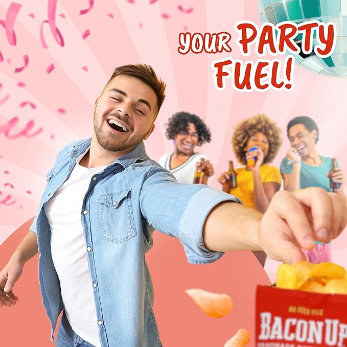 Bacon Up - Handmade Crunchy Healthy Potato Chips - No Preservatives, No Seed Oils, Gluten Free, Healthy Snacks for Adults - 5oz (12 Snack Packs) by Rusty's Chips