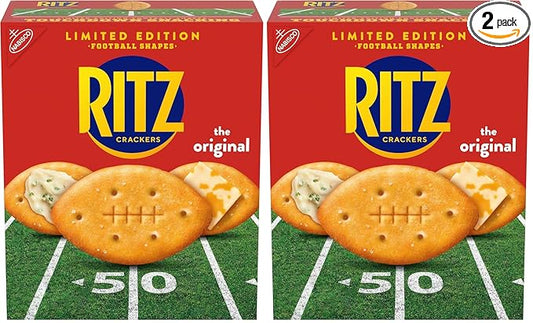 RITZ Football Shapes Original Crackers, Snacks for Kids and Adults, Party Snacks, Limited Edition, 12.3 oz (Pack of 2)
