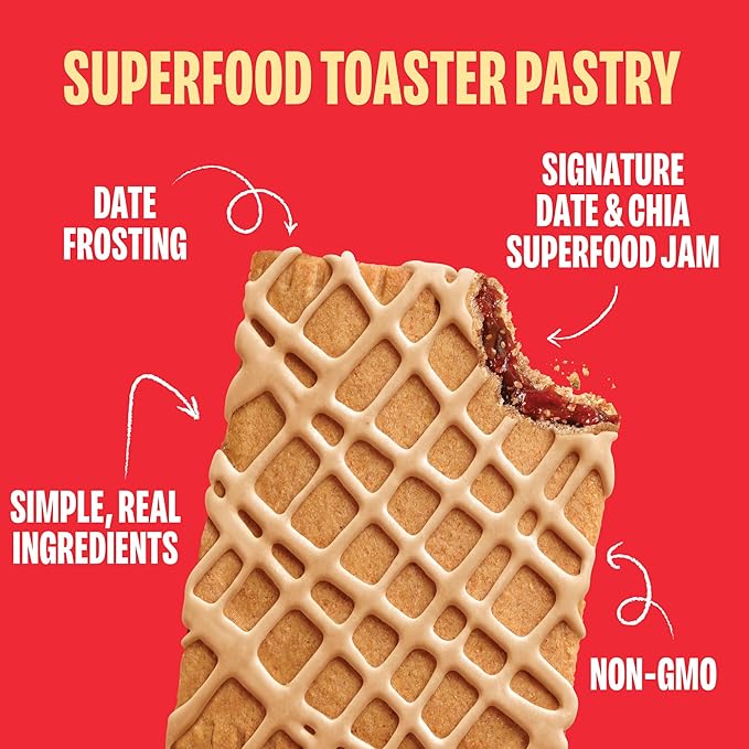 Smash Foods Toasties Variety 3 Pack – Healthy Whole Wheat Toaster Pastries Strawberry, Blueberry, Grape – No Refined Sugar, Real Fruit Filling – 9 Pastries Total – Non-GMO, Simple Real Ingredients (Strawberry)