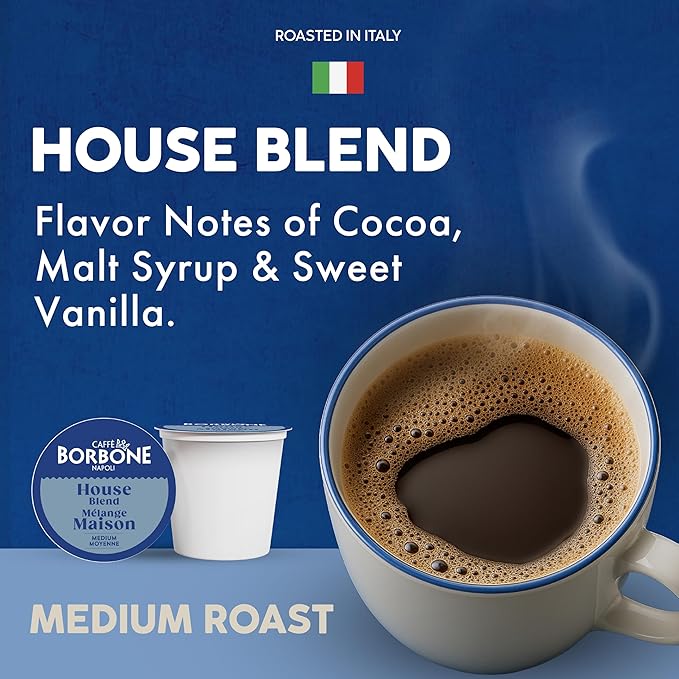 Caffè Borbone House Blend Coffee (40 Count) – Medium Roast, 100% Arabica, Roasted in Italy with Rich and Smooth Taste – Single Serve Coffee Pods Compatible with K-Cup Brewers