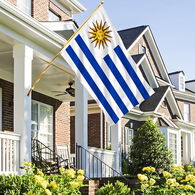 Ahfulife Uruguay Flag 3x5 Ft, 1 Pc Large Uruguayan National Flags for Outdoor Indoor, Double Sided with Brass Eyelets for World Cup, Party, Garden, Bar, Street Decor