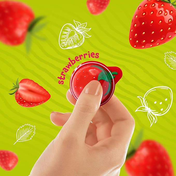 Strawberry Gummy Balls - 19 Ounce Jar (30 Count) - Jelly Filled Gummies - Individually Wrapped Gummy Candy - Fun Party Favors - Candy for Goodie Bags by Funtasty