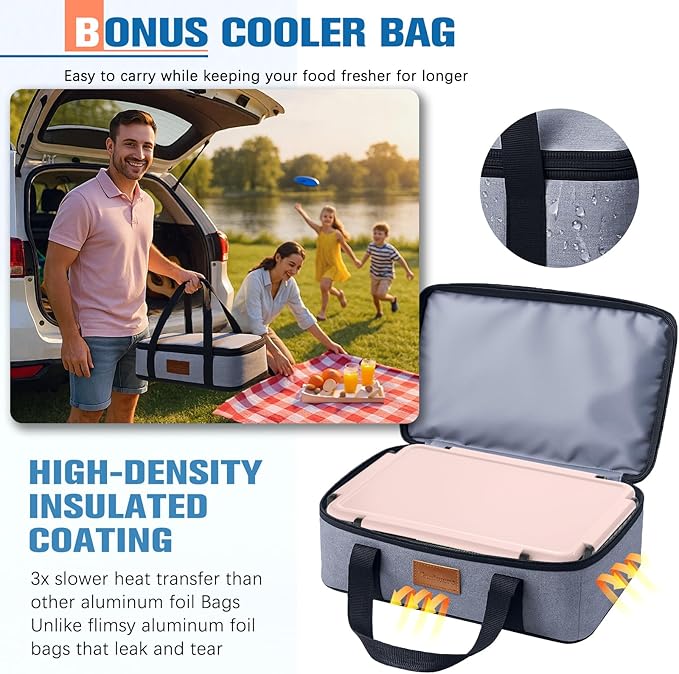 Chilled Portable Snackle Box Container Insulated Bag Keep Food Warm 12 Compartment Divided Serving Tray Reusable Ice Pack Christmas Thanksgiving Gift Essentials for Charcuterie Snack Road Trip Picnic