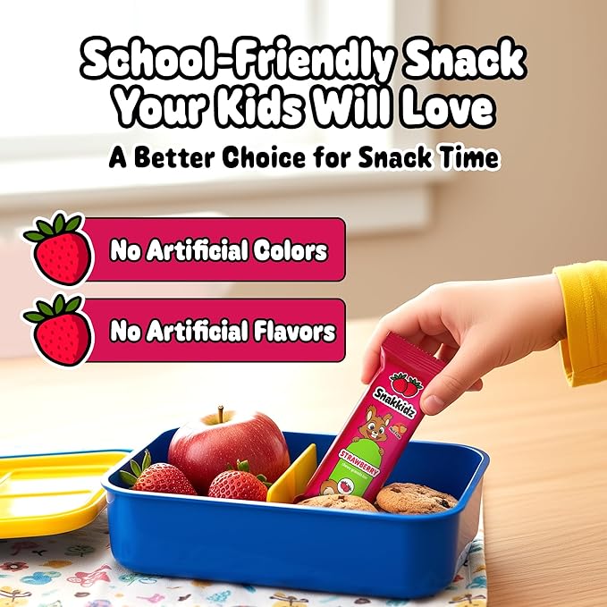 Snakkidz Organic Chewy Granola Bars for Kids, Allergen-Free, Nut-Free, Gluten-Free, Low Sugar Snack Bars Made with Avocado Oil, Individually Wrapped, School Lunch Snacks, Bulk Pack of 15, Strawberry