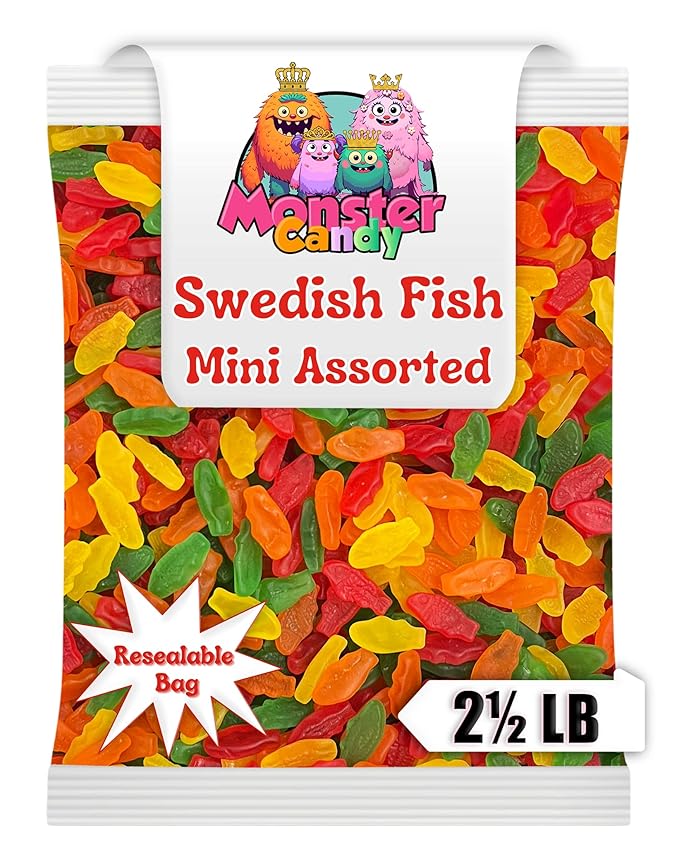Swedishs Fish Candy Bulk Assorted Flavors - 2.5 lb resealable bag - Swedishs Fish Bulk Chewy Candy - Gummies Candy Bulk - Movie Theater Candy - Bulk Gummy Candy Party Favors - Summer Candy