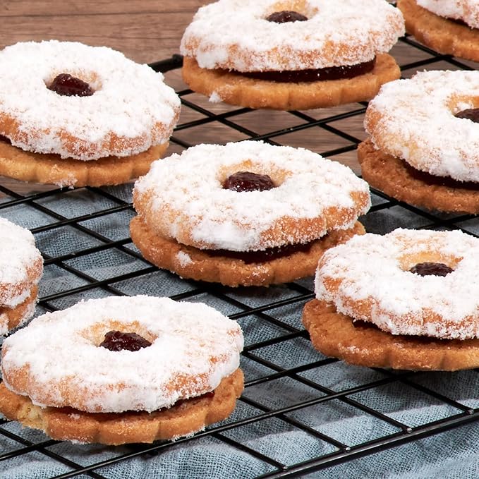 Linzer Cookies [10 Count] | Shortbread Cookies Individually Wrapped | Christmas Food Gift for Mom, Dad, Colleagues & Friends | Kosher, Dairy Free, Nut Free -Stern’s Bakery