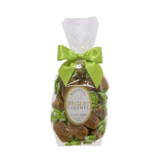 Béquet Caramel - Green Apple Caramel Candy - Gourmet Caramel Candy - Caramel Candy Individually Wrapped - Made in Montana - Kosher (Star D) and Gluten Free - 8oz Gift Bag