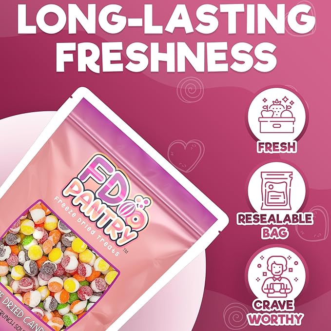 Fruit Crunch Sour Freeze Dried Candy 10oz, Assorted Sour Freeze Dried Candy Variety Pack 10 oz Large Pouch, Ideal Crunchy Freeze Dried Sweets Gift - Large Resealable Bag