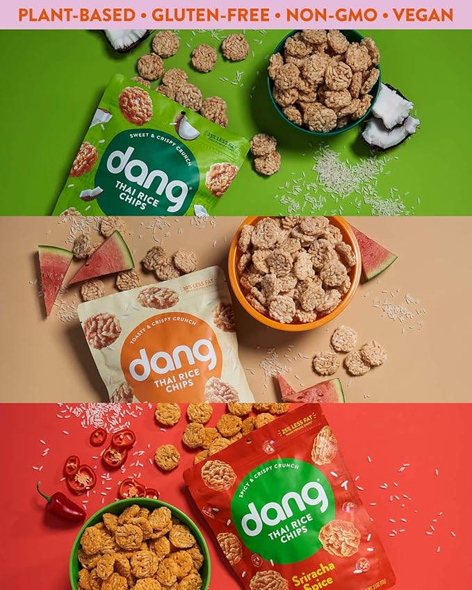 DANG Sticky Rice Chips | 3 Flavor Variety | 24 Pack | Vegan, Gluten Free, Non Gmo Rice Crisps, Healthy Snacks Made With Whole Foods | 3.5 Oz Bags