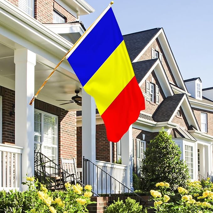 AhfuLife 2 Pcs Romania Flag 3x5 Ft, Large Romania National Flags foe Outside - Double Side with Brass Eyelets for Olympic Party Decorations, Bar Garden Street Decoration Indoor Outdoor