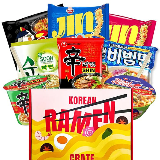 Asian Ramen Gift - Character Box | 8 Korean Ramen + 2 Chopsticks | Gift for Korean Food Box | The Spicy Noodle Challenge for Student and Adult - Journey of Korea