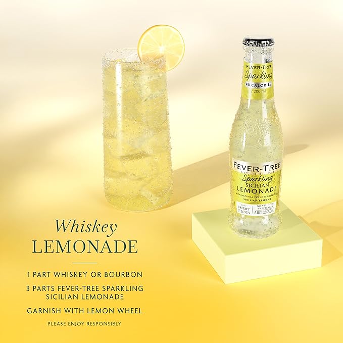Fever Tree Sparkling Sicilian - Premium Quality Mixer - Refreshing Beverage for Cocktails & Mocktails. Naturally Sourced Ingredients, No Artificial Sweeteners or Colors - 200 ML Bottles - Pack of 24