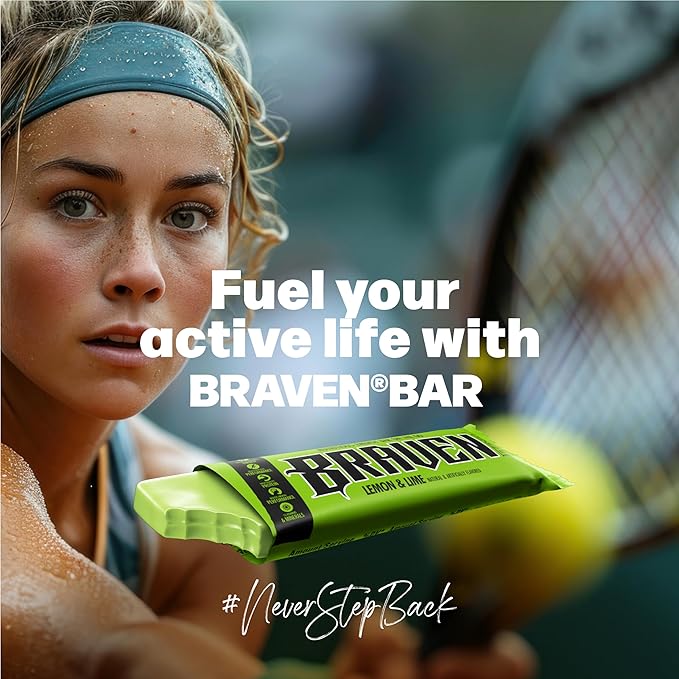 Braven Bar Lemon Lime Energy Bars (1.59 oz, Pack of 10) – Energy Chews with 5g Protein – On-the-Go Energy Snacks for Running, Hiking, and Sports - Gluten Free Snacks for Sustained Energy Boost