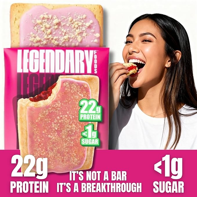 Legendary Foods 22g Protein Pastry 0g Added Sugar, Low Carb, Gluten Conscious, Keto Snack, Ideal for Glucose Management, Includes Whey Protein Isolate, 8 Pack Cherry Crumble