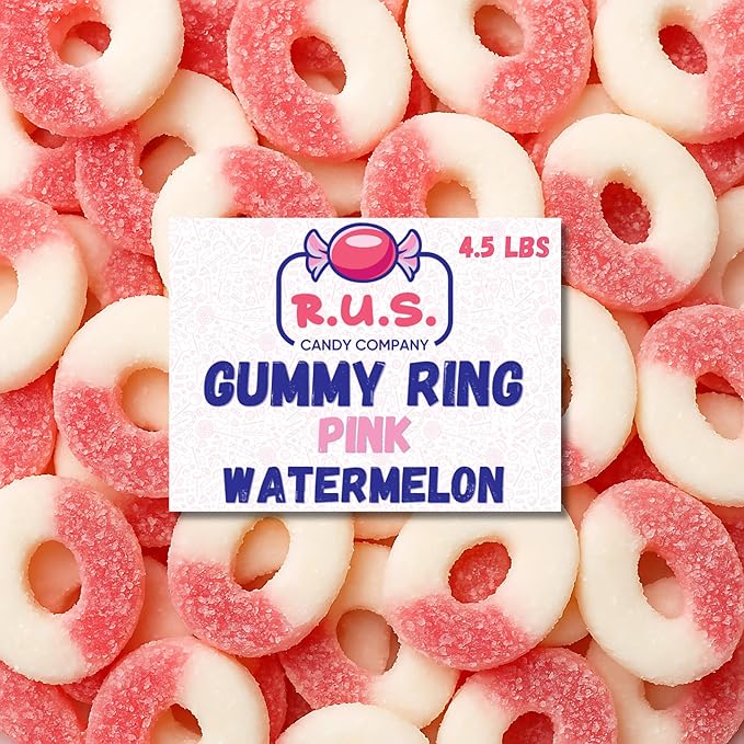 Pink Watermelon Ring Gummies 4.5 lbs Bulk Bag – Fruity Gummy Candy – Fresh, Soft & Chewy – Party, Snack, Candy Buffet – by RUS Candy Company (Pink Watermelon)