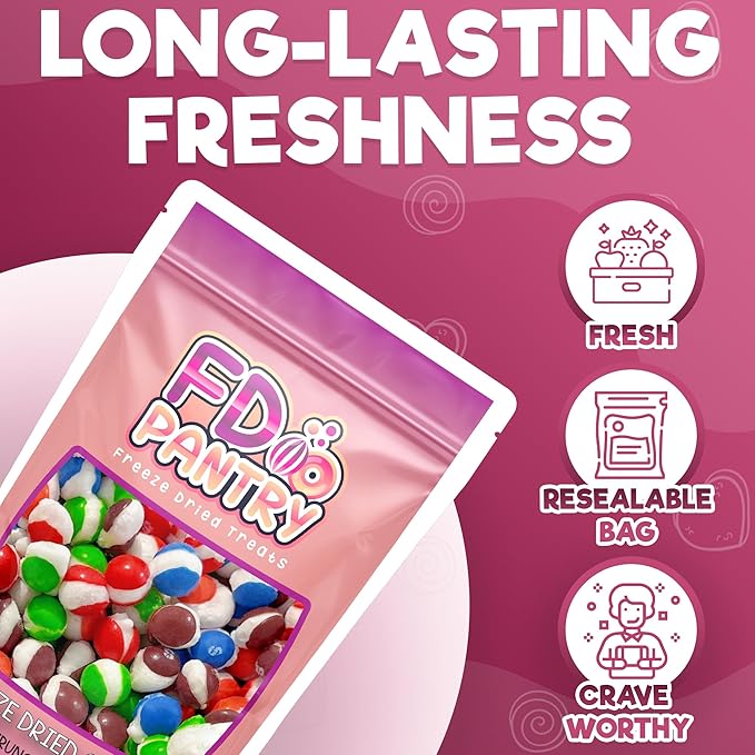 Freeze Dried Candy, Fruit Crunch Wildberry, 4 oz, Assorted Berry Punch, Melon, Strawberry, Cherry, Raspberry, Bag Pouch, Ideal Gift Snack