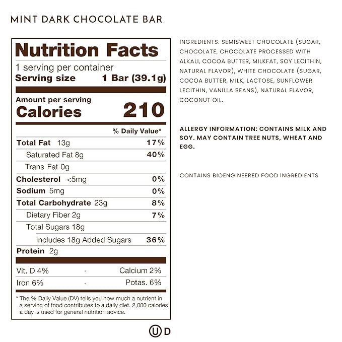 Ethel M Chocolates Premium Dark Mint Chocolate Mint Bars, Individually Wrapped Chocolate Candy Bars, for Gifting, Holidays & Everyday Indulgence (8 Pieces)