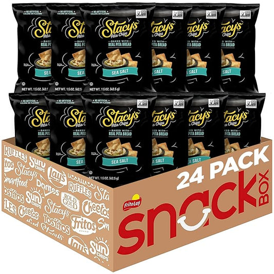 Stacy’s Pita Chips, Sea Salt, No Artificial Colors or Flavors, 1.5 Oz (Pack of 24)