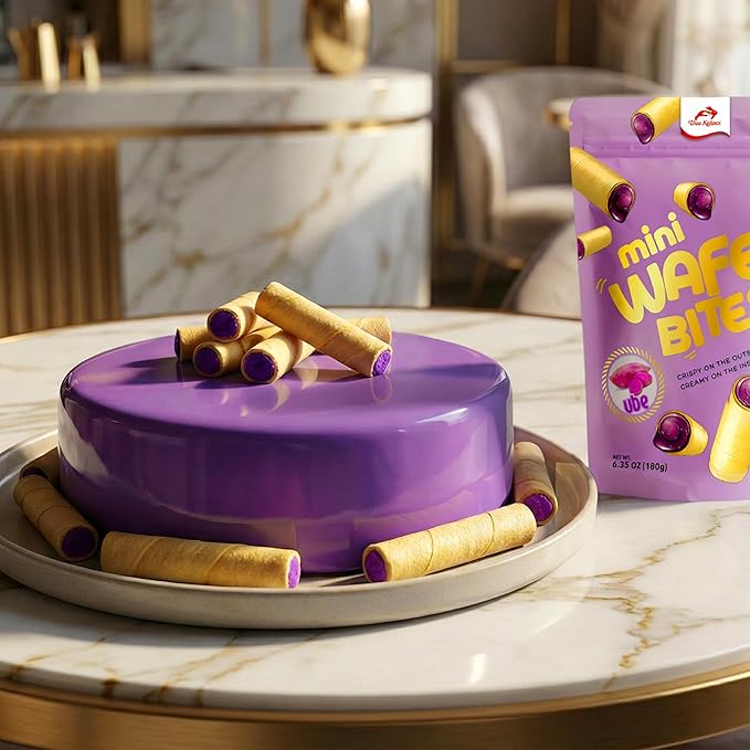 Deka Ube Mini Wafer Bites Creme Filled Rolled Wafers, 6.35oz