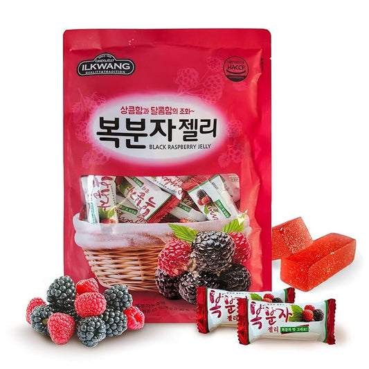 COELO Black Raspberry Jelly 9.87oz (280g) | Bokbunja Soft Candy | Korean Sweet & Tangy Flavor Dessert Chewy Gummy Snack | Camping Trip Picnic Share Size On-The-Go Individual Wrapped K-Food 복분자젤리