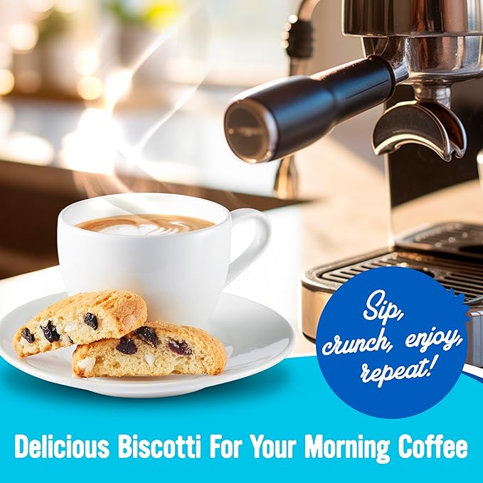 Cooper Street Twice Baked Lemon Blueberry Biscotti Cookies - Light, Crispy Mini Biscotti Cookies Ideal with Coffee - Traditional Low Calorie Italian Snacks - Kosher, Dairy, Peanut & Soy Free (6 Pack)