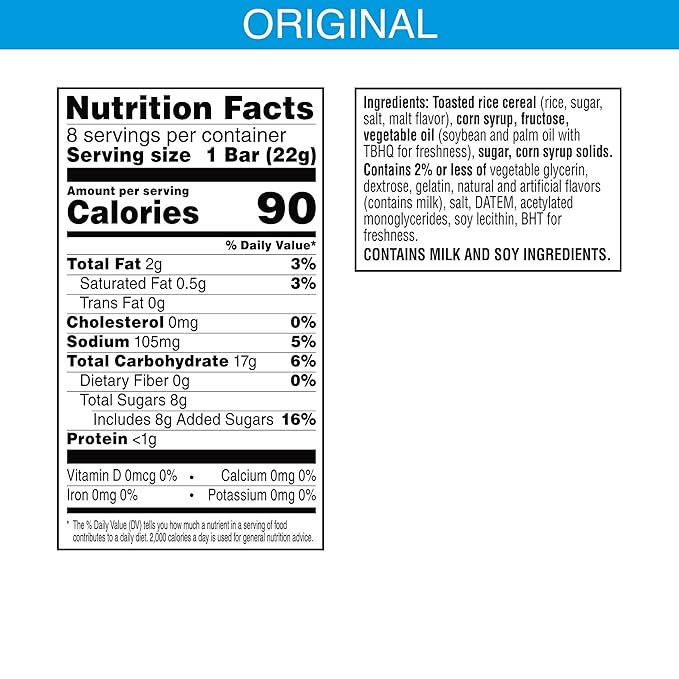Rice Krispies Treats Crispy Marshmallow Squares, Kids Snacks, Cereal Bars, Original (96 Count)