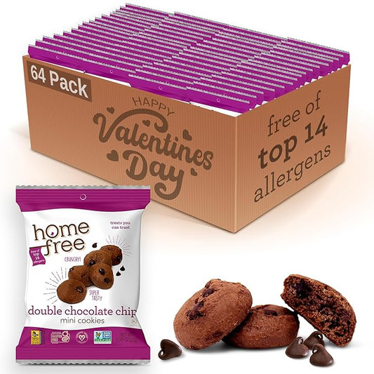 Homefree Treats You Can Trust Gluten Free Mini Cookies, Single Serve, Double Chocolate Chip, 0.95 Ounce (Pack of 64)