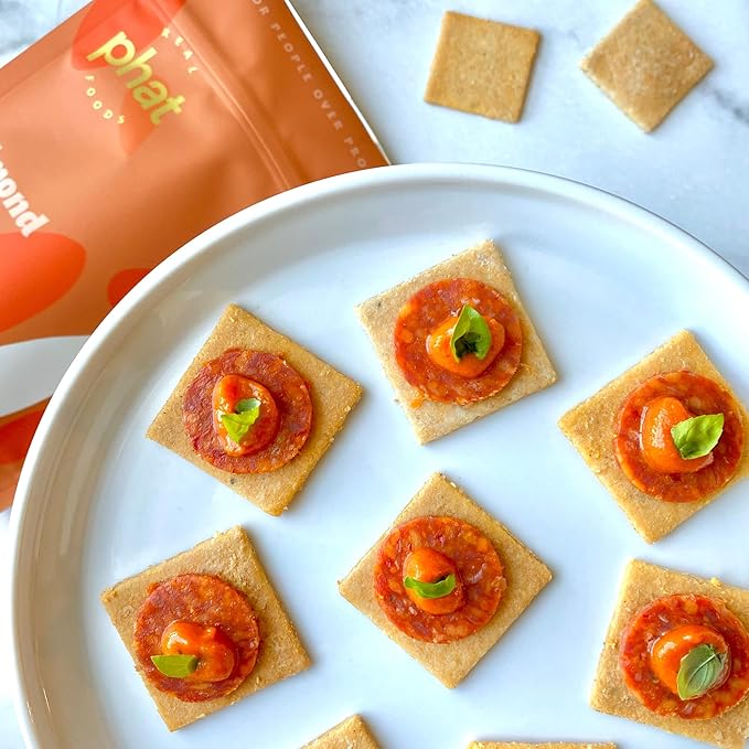Cheddar Almond Flour Crackers by Real Phat Foods - Low Carb, Gluten-Free Keto Snack - Pack of 3 (Cheddar)