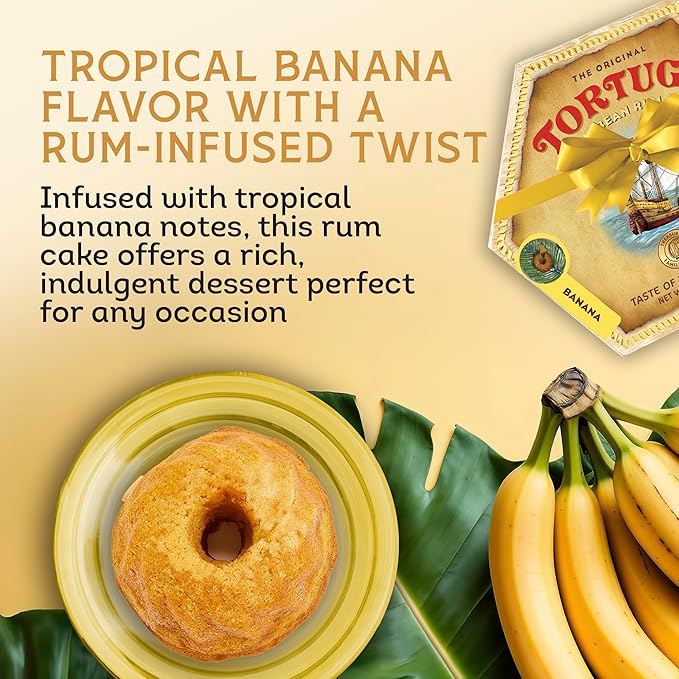TORTUGA Caribbean Banana Rum Cake - 32 oz Rum Cake - The Perfect Premium Gourmet Gift for Stocking Stuffers, Gift Baskets, and Christmas Gifts - Great Cakes for Delivery